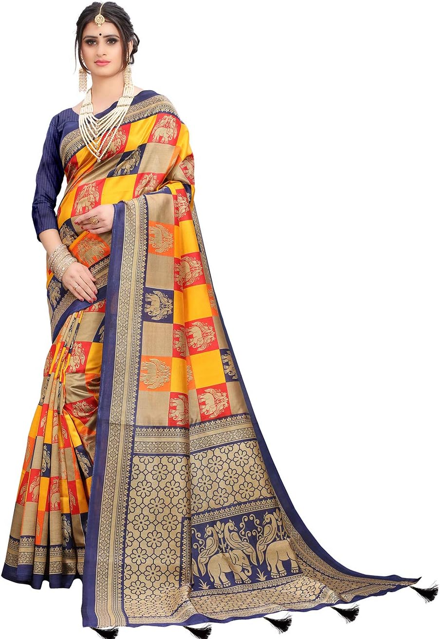 Being Banarasi Women's Silk Patola Printed Saree with Blouse Piece(Free Size)