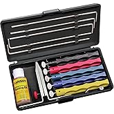 Lansky Deluxe Knife Sharpening System: 5-Stone Ceramic Knife Sharpener Kit with Honing Oil - LKCLX