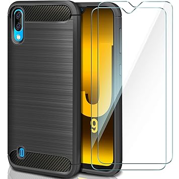 AROYI Samsung Galaxy J9 Hülle + [2 Stück] Panzerglas Displayschutzfolie, Schutzhülle Silikon Schwarz Case Soft TPU Handyhülle
