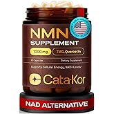 Cata-Kor NMN Supplement 1000mg – 4-in-1 NAD Supplement with Quercetin | TMG | Resveratrol – NMNH Alternative – Supports Cellular Energy & NAD+ Levels – 60 Capsules – Third-Party Tested (1 Pack)