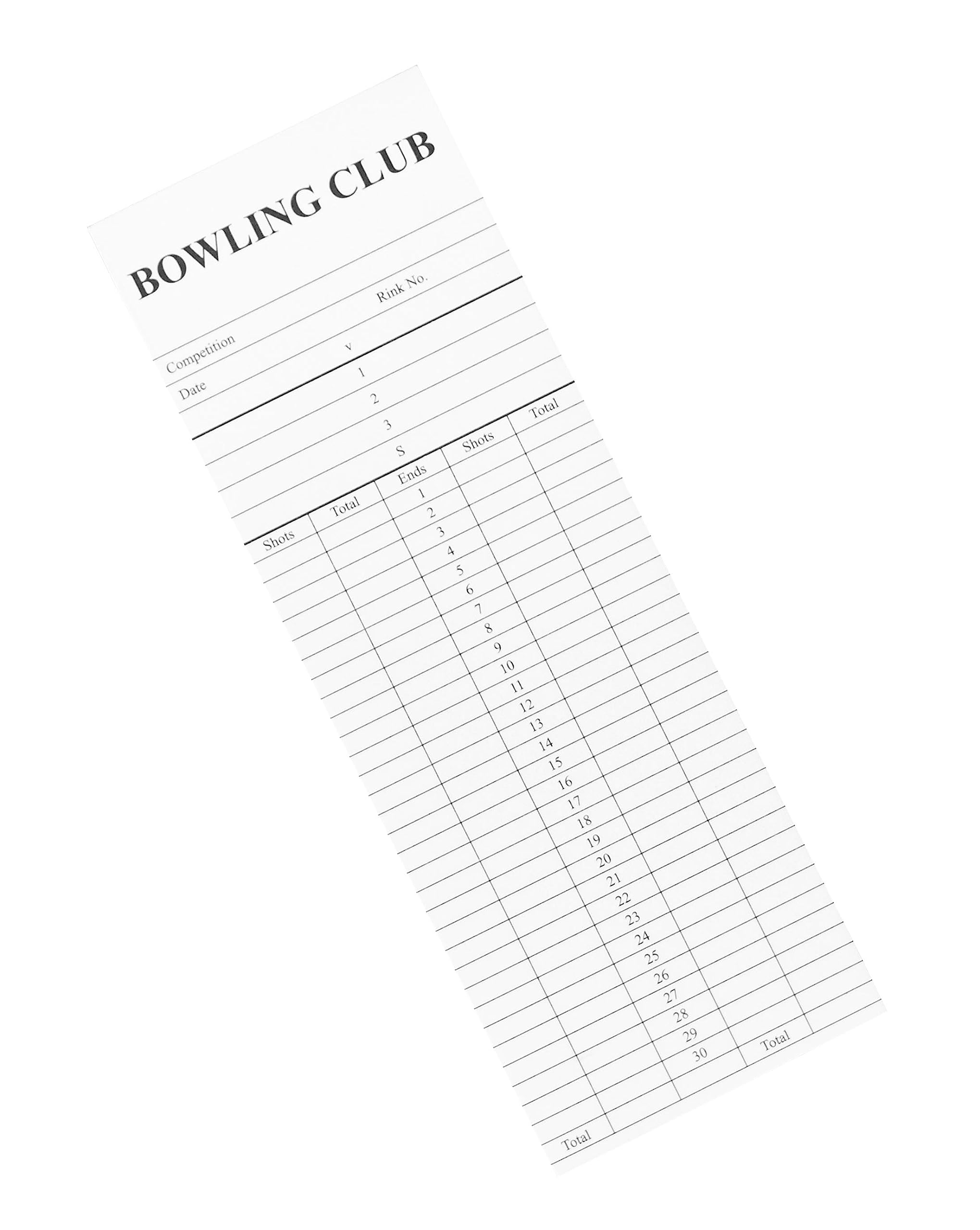 Acclaim Lawn Bowls Scorecards Scoring Pads Score Cards 100 Single Sided White With Black Text Card Printed Sheets 8 1/4" x 2 3/4"