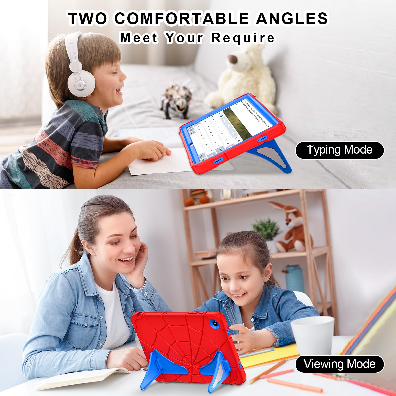 Case for Galaxy Tab A9 Plus Case Samsung Galaxy Tab A9 Plus 11 Kids Samsung Tablet with Screen Protector Stand Thickned Cornor Impact Protection Tab A9+ 11 Inch Cover, Red Blue