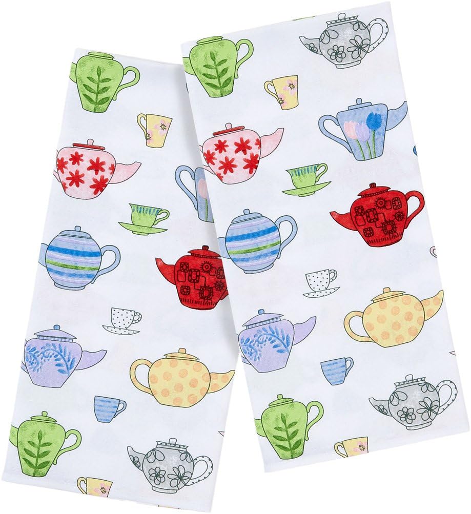 Mad About Cooking Teapots Printed Tea Towels, Pack of 2 Amazon.co.uk