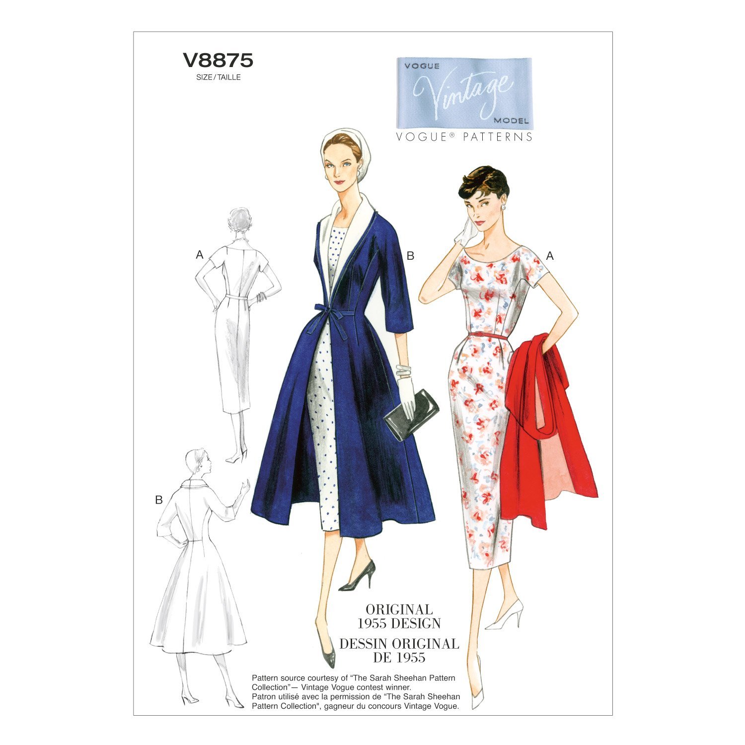 Vogue Patterns V8875 Size B5 8-10-12-14-16 Misses' Dress Belt Coat and Detachable Collar