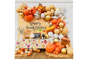 Beaumode Thanksgaving Balloon Arch Garland Kit with Mylar Balloons 142pcs for Friendsgiving Fall Harvest Little Pumpkin Baby Shower Birthday Bridal Shower Rustic Boho Orange Party decorations