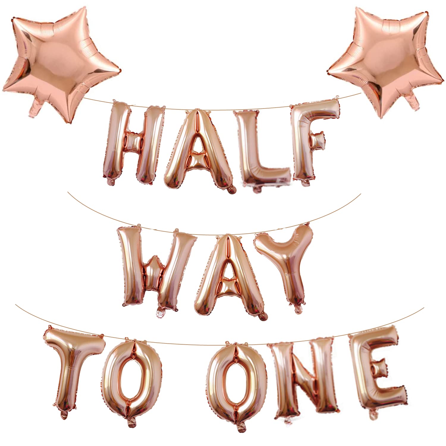 Half Way To One Banner, Rose Gold Baby Shower Decoration Ideal for Baby Party Supplies