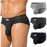 Casey Kevin Men's Underwear Breathable Briefs Lightweight 3D Contour Pouch Super Soft Comfort Tagless Underpants for Men Pack,Black/Dark Mottled Gray/Light Mottled Gray,Large