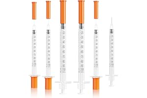 30Pack 1ml/cc Insulin Syringes 31G 5/16Inch (8mm) with Needle, U-100 Disposable & Individually Wrapped, Ultra-Fine for Comfor