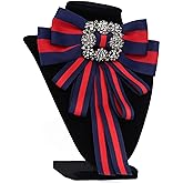 Christmas Ribbon brooch for women men bowknot costume brooches women jewelry beads accessories womens bow tie bow brooch (dk blue)