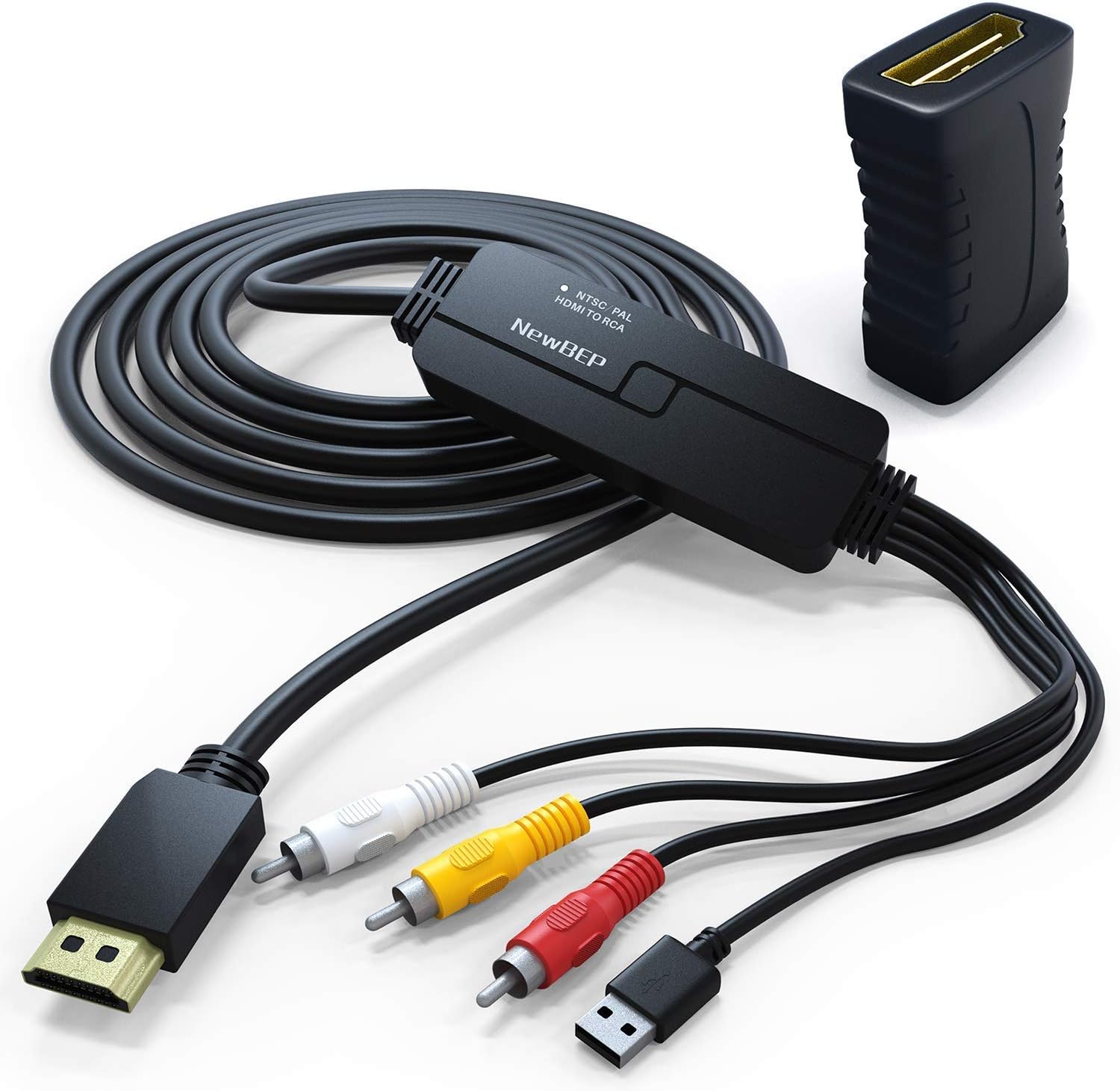 HDMI to RCA Cable - HDMI to AV Converter Converts Digital HDMI signal to Analog RCA/AV - Works w/TV/HDTV/XBOX 360/PC/DVD/Blu-ray Player/PAL/NTSC to TV/VCR/DVD/Car - Converter Composite Cabl