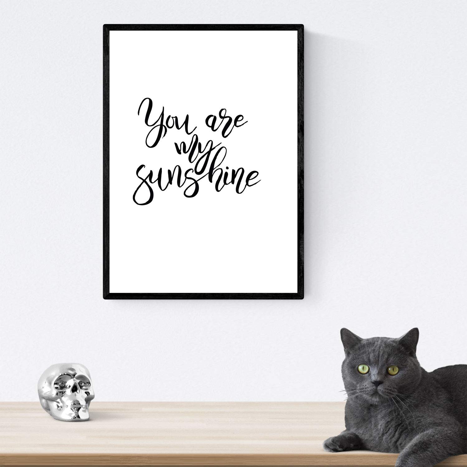 Nacnic Print with happy blank messages and negro.Poster 'You Are My Sunshine' for framing. A3 size unframed