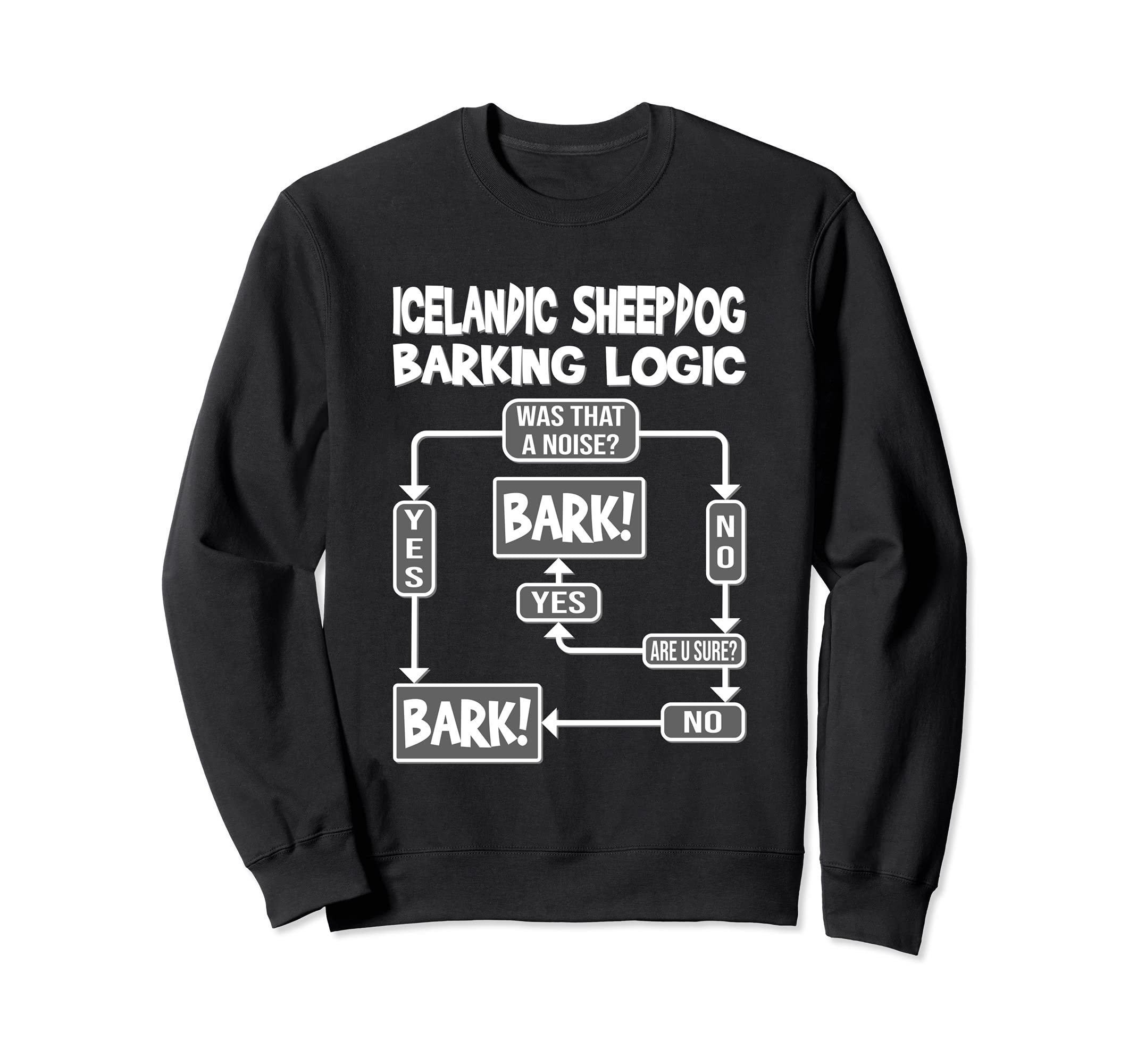 Dog Barking Logic, funny dog gift, Funny Icelandic Sheepdog Sweatshirt