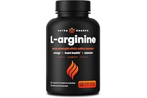 NutraChamps Premium L Arginine Supplement, 5-in-1 Nitric Oxide Supplement, L-Arginine Powder & L Citrulline Enhanced with Grape Seed & Ginger, Energy, Blood Flow, 60 Vegan Capsules