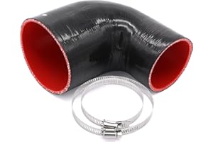 TuoLauthon 90 Degree 3 to 4 inch(76-102mm) Black Silicone Reducer Coupler Hose,4-Ply Reinforced,Length 4inch(102mm) with 2PCS clamps Turbo/Intercooler/Intake Piping Reducer Coupler