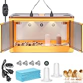 142L Chicken Brooder Box for Chicks Kit with Heater Chicks Warmer Brooder Plate Ducks Tent Pen Thermometer for 30 Ducks Bedding Indoor Quail Brooder (142L)