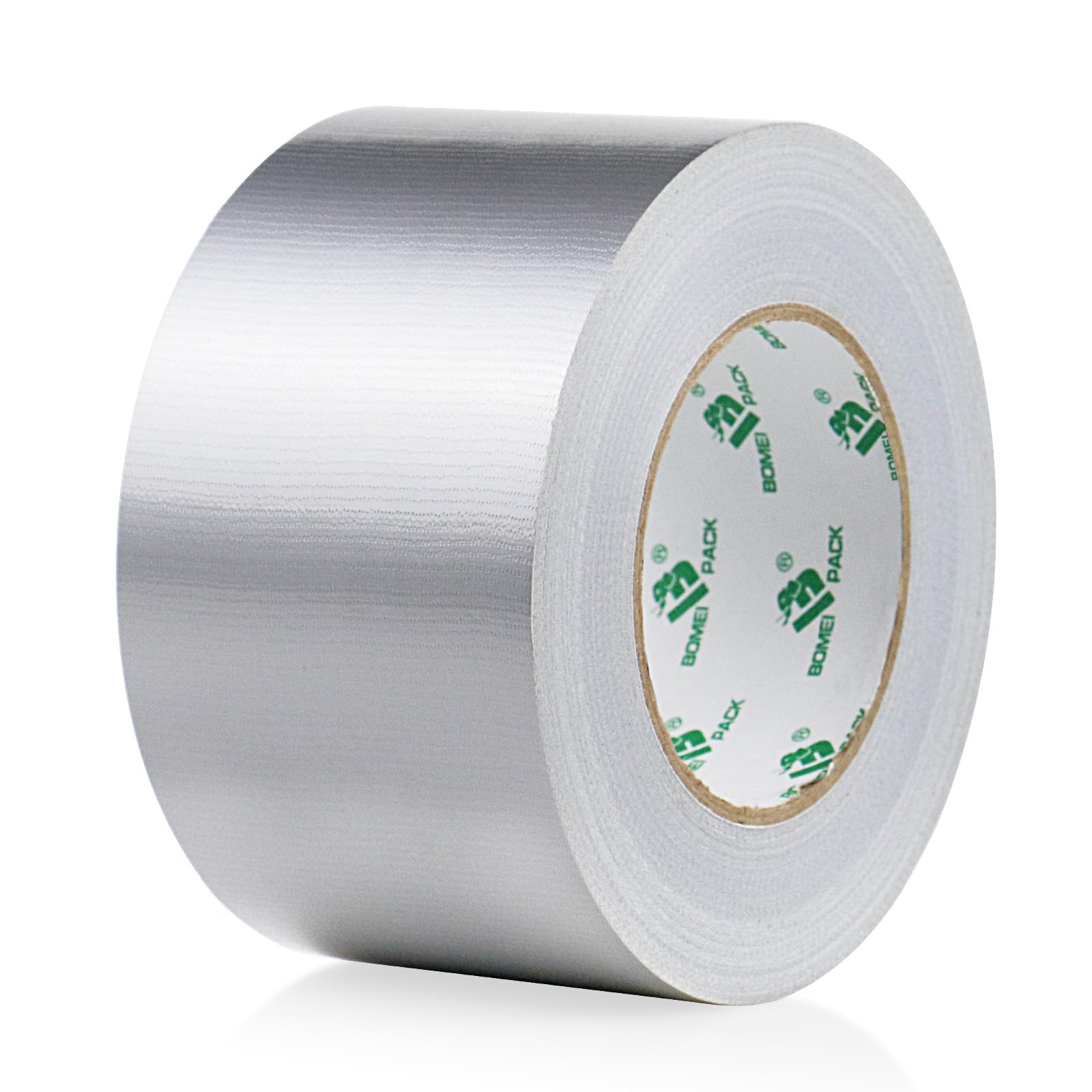 BOMEI PACK 1 Roll Silver Duct Tape Reinforced 75mm x 50m Waterproofs Heavy Duty Grey Gaffer Tape 3 inch for Pipe Ducts Fixing Repairing,DIY craft Labeling,Moving Boxes Sealing Bundling