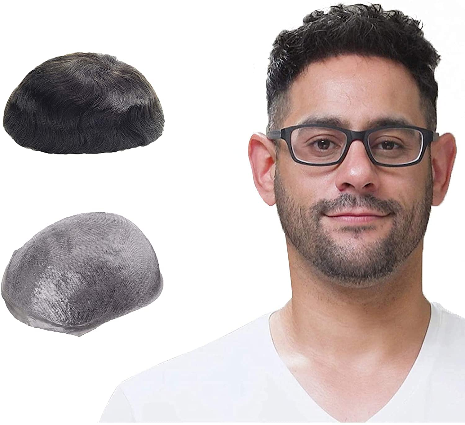 Lordhair Toupee Hairpiece for Men, 0.06mm Thin Skin V-looped Human Hair 8x10 Inch Light Medium Density Hair Replacement System