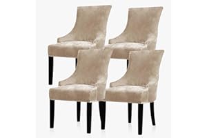 Lellen Stretch Wingback Chair Cover Slipcover - Reusable Wingback Side Chair Slipcover,Dining Chair Covers,Arm Protector Seat Covers for Dining Room Banquet Home Decor (Taupe, 4PC)