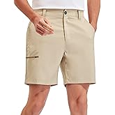 PULI Mens Golf Hybrid Shorts 7 Inch Dress Stretch Hiking Flat Front Quick Dry Lightweight Board Casual Shorts with Pockets