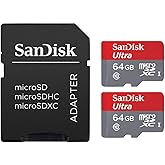 SanDisk Ultra 64GB microSDXC UHS-I Card with Adapter (2 pack)