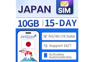 Japan SIM Card (15 Days) – 10GB of 4G/5G High-Speed Data, Instant Activation, Easy to Use Nano/Micro/Standard Size SIM Card