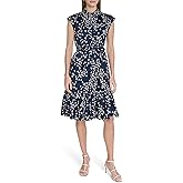 Calvin Klein Womens Cap Sleeve Collar Tie Waist Knee Length Shirtdress