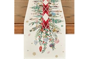 Artoid Mode Red Nutcracker Floral Holly Christmas Table Runner, Seasonal Winter Kitchen Dining Table Decoration for Home Party Decor 13x72 Inch