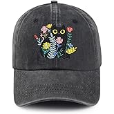 Black Cat Hat,Ragdoll Cat Embroidered Adjustable Cotton Baseball Cap for Men Women,Gifts for Cat Lovers