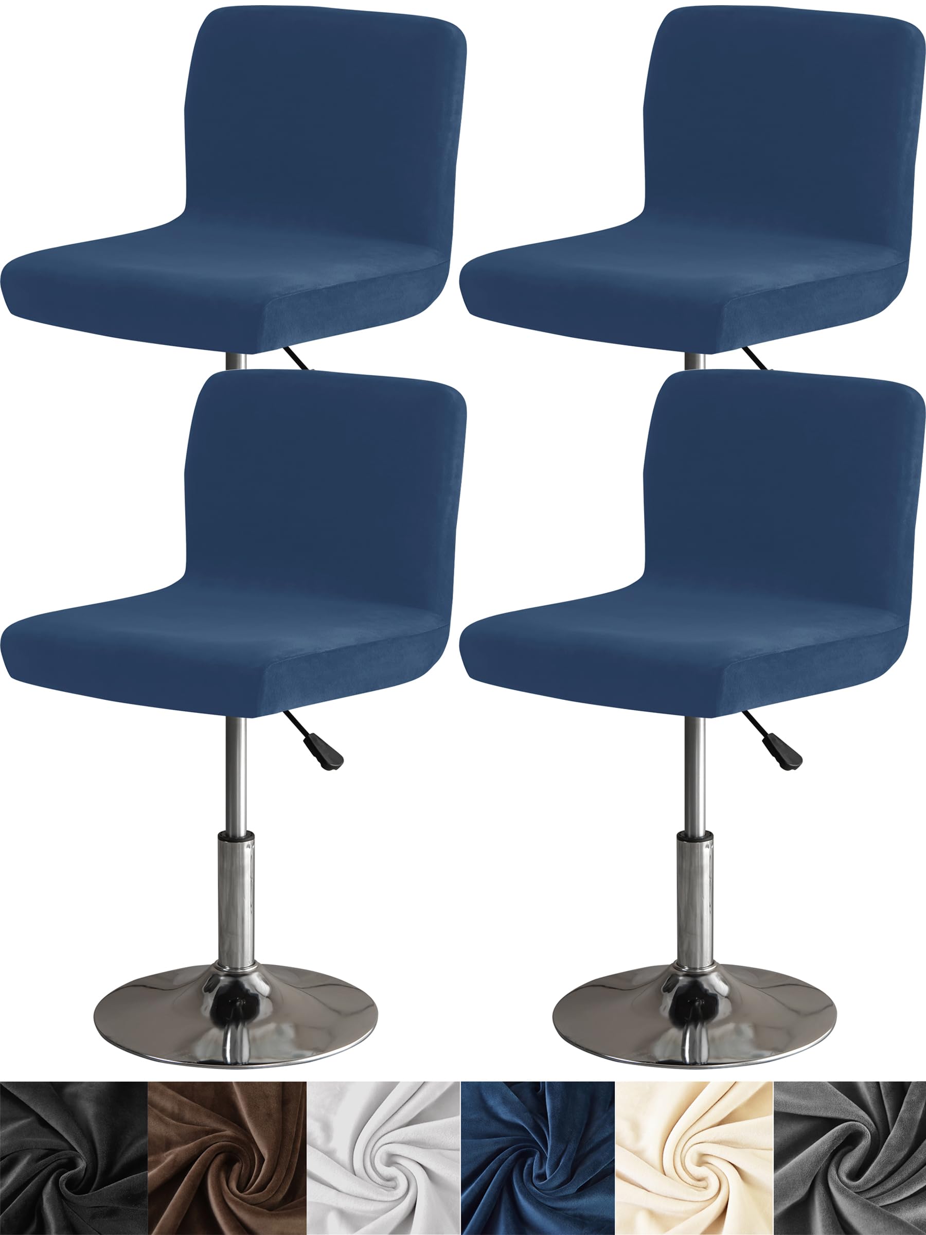 Photo 1 of HFCNMY Bar Stool Covers with Backs, 4 Pack Stretch Velvet Stool Covers, High Chair Covers with Elastic Bands, Washable Blue