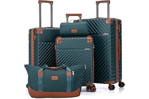 Cosbarn Luggage Sets 5 Piece with TSA Lock Spinner Wheels, Unisex Hard Case ABS Suitcase Set, Hardshell Lightweight Waterproo
