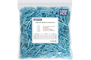 QIZPCER 1000 Pcs Heat Shrink Butt Connectors, 16-14 AWG Waterproof Electrical Crimp Wire Splice for Marine, Cable, Wiring