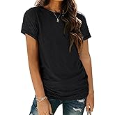 AUTOMET Women's Soft Basic Short Sleeve T-Shirt, Round Neck Top Casual Tee for Spring Summer Daily Wear