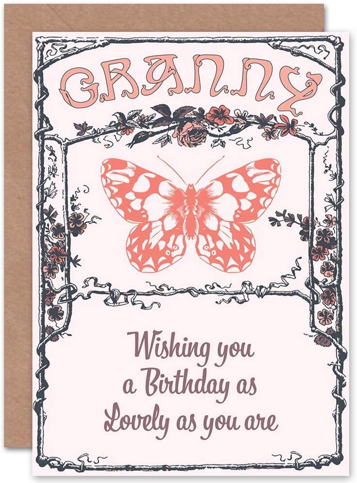 Wee Blue Coo CARD BIRTHDAY HAPPY GRANNY GRAN LOVELY BUTTERFLY RETRO GIFT