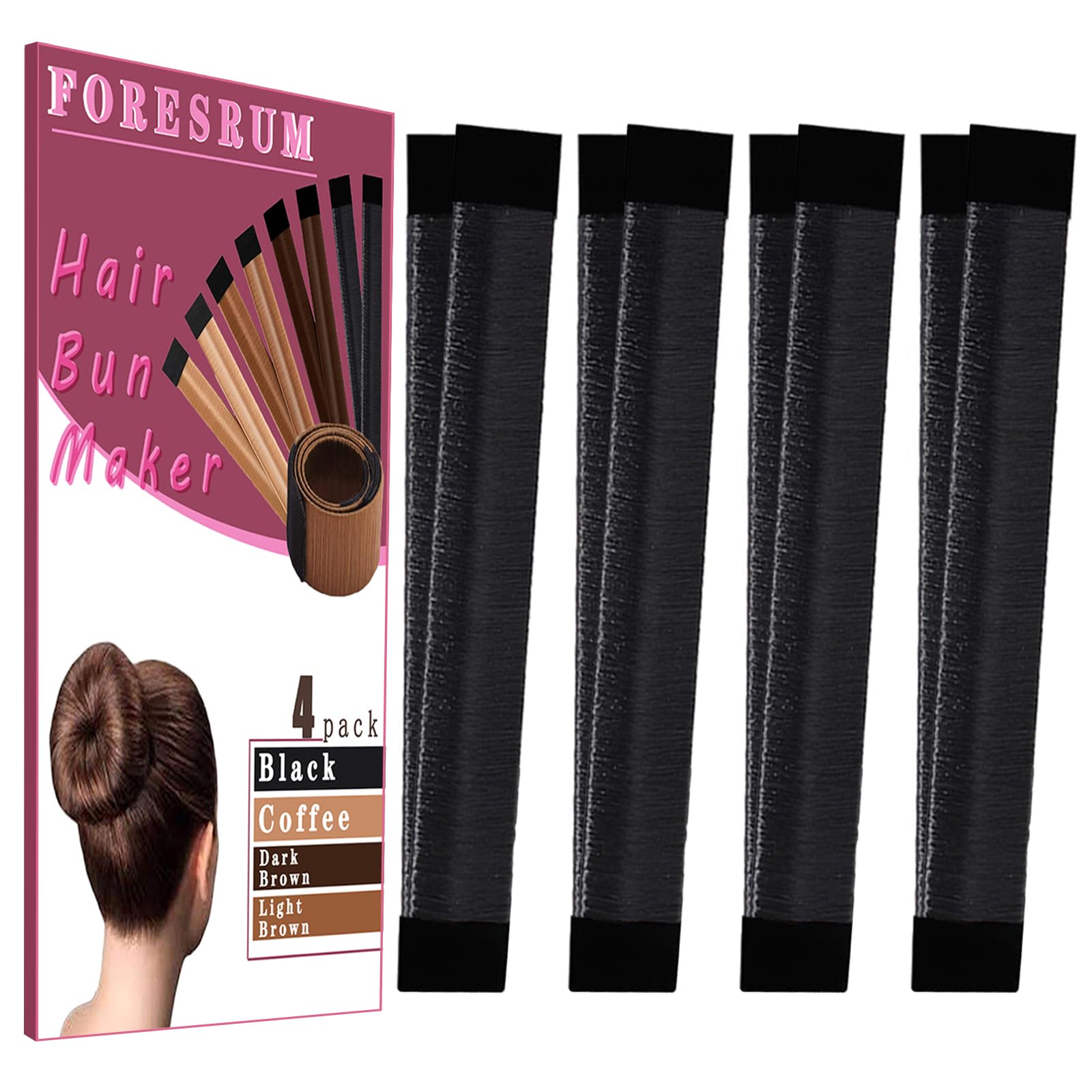 Photo 1 of 4 Pcs Magic Donut Hair Accessory - Ballet Bun Maker for Women and Kids (4 Black)