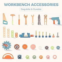 ROBUD Large Wooden Play Tool Workbench Set for Kids