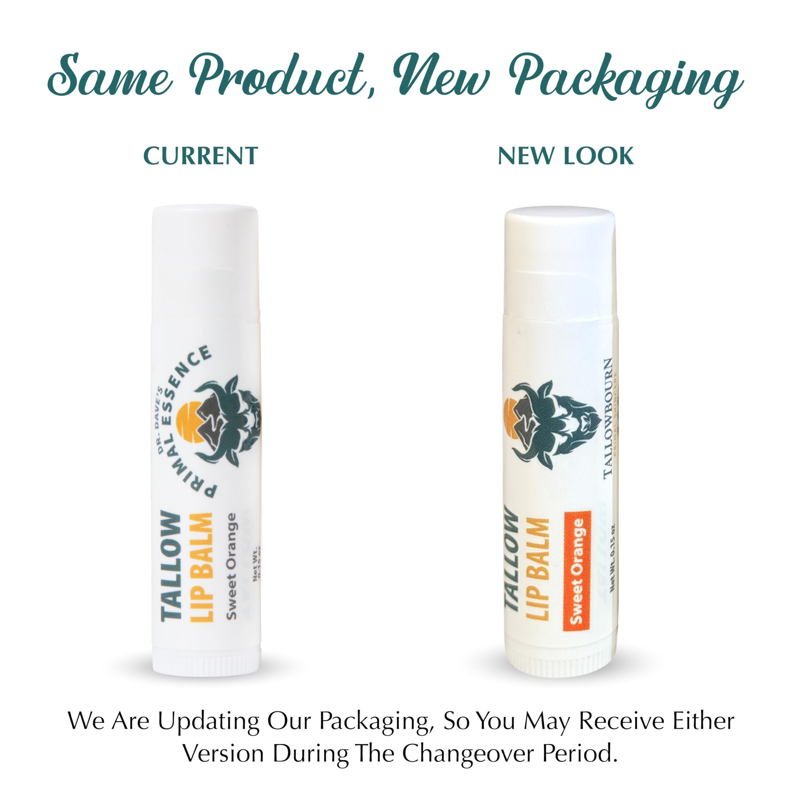 Moisturizing Tallow Lip Balm – Grass-Fed Beef Tallow with Organic Coconut Oil, Beeswax, and Vitamin E – Sweet Orange – Lip Balm Set – Travel Essential – 3-Pack