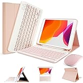 LAMA Wireless Keyboard Case with Mouse for iPad 10.2" 9th 8th 7th Generation, Detachable Bluetooth Keyboard with Pencil Holder for iPad 10.2 Inch/iPad Air 10.5"(3rd Gen)/iPad Pro 10.5 in, Pink