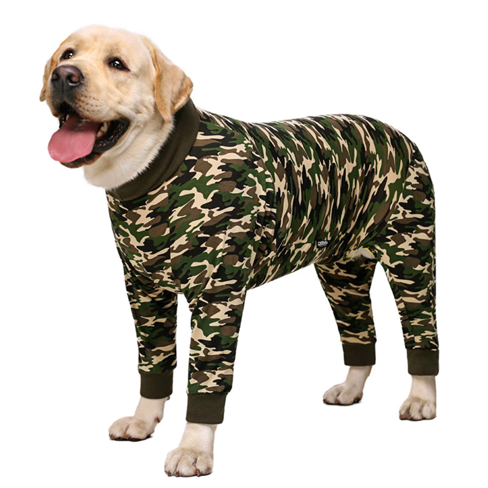 Dog Pajamas Jumpsuit for Medium Large Dog Lightweight Cotton Dog Shirt Anti Hair Dog Onesies After Surgery Dog Clothes (34#:Camouflage base shirt)