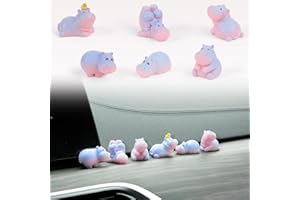 YGMONER Mini Hippopotamus Car Dashboard Figurines Set of 6 Cute 1inch Hippo Car Decorations Kawaii Car Interior Decor Accessories Gifts for Hippo Lover