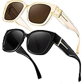 LVIOE 2 Pack Polarized Fit Over Sunglasses for Women Men Oversized Square Over Glasses Sunglasses with UV Protection LS7511