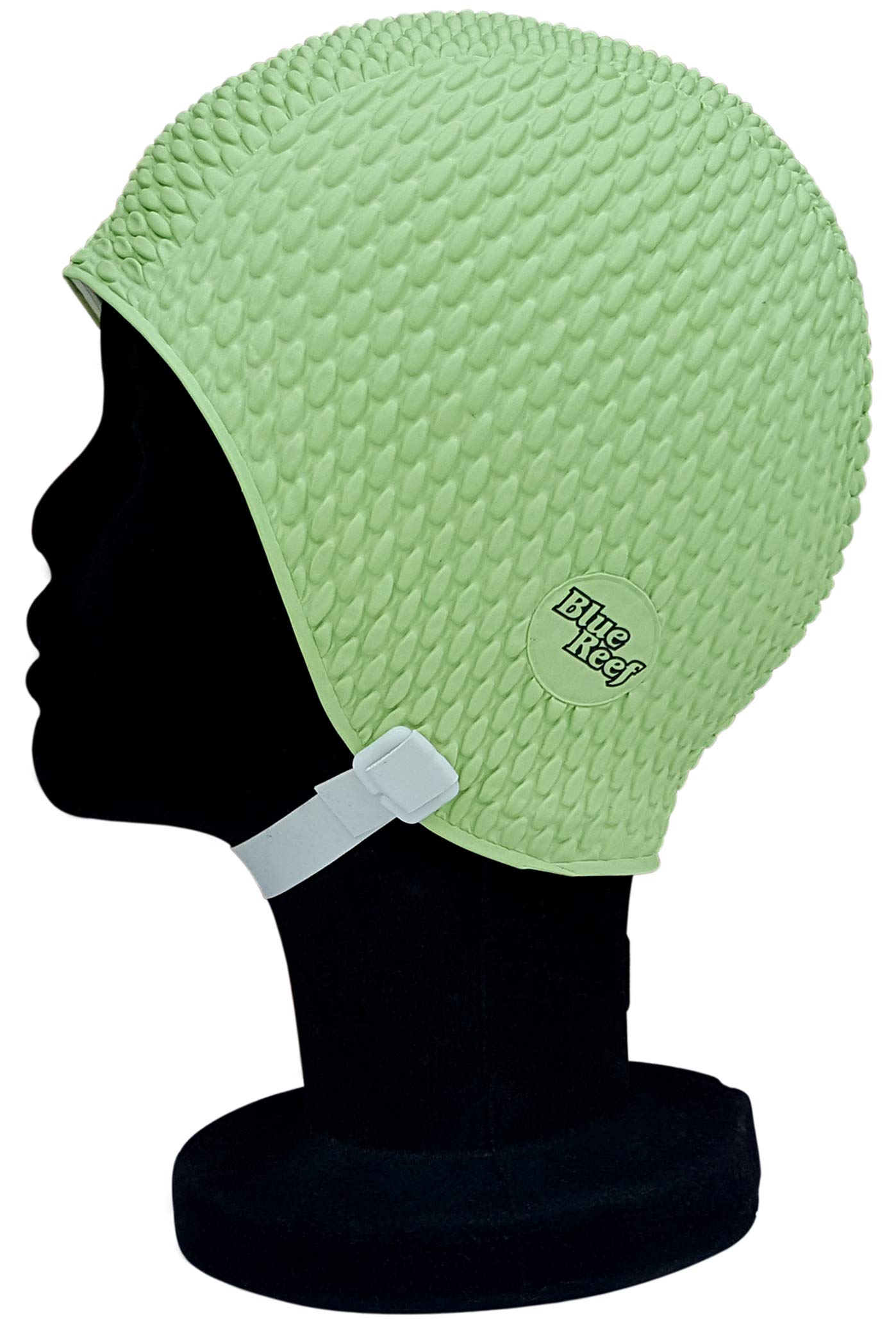 Blue Reef Bubble Pimple Effect Light Shades Single Solid Colour Ladies Classic Retro Swimming Hat Swim Cap One Size Average Adults Adjustable Strap (Pastel Green)