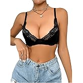 RoseSeek Women's Sheer Lace Underwire Bras Backless Push Up Comfort Bra Lingerie