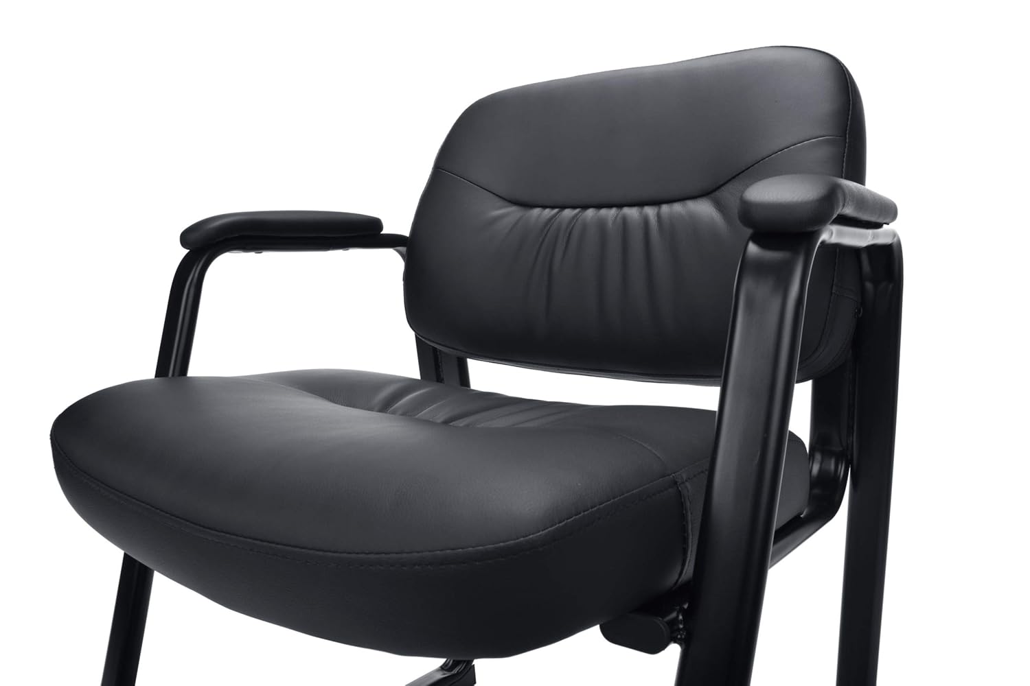 OFM ESS Collection Bonded Leather Executive Side Chair with Sled Base, in Black (ESS-9015): Furniture & Decor