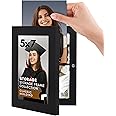 Americanflat 5x7 Picture Frame with Storage - Quick Change Storage Frames with Shatter-Resistant Glass - Holds 35 Photos - Storage Frame Collection - Photo Frame for Tabletop and Wall Display - Black