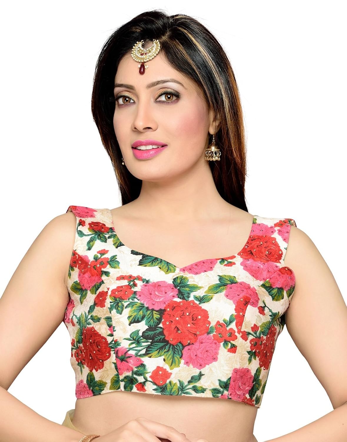 studio shringaar party multicolor polyster non-padded blouse