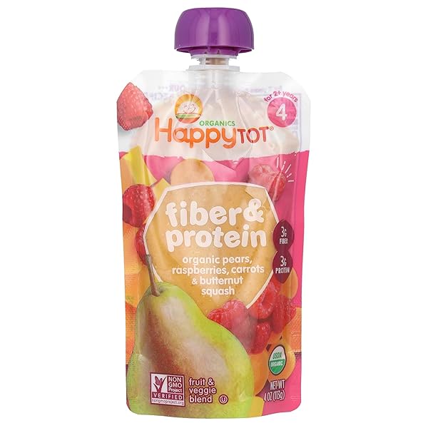 HAPPY TOT ORGANICS BABY FOOD FIBRE PROTEIN PEER...