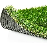 Premium Artificial Grass 4' x 6' Outdoor Rug, 1.38" Realistic Thick Turf for Garden, Yard, Fake Lawn, Dogs Synthetic Grass Mat, Rubber Backed with Drainage Holes, Customized Sizes