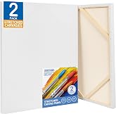 FIXSMITH Stretched Canvas for Painting 24x36 Inch, 2 Pack, Large Canvas | White Blank Canvas,100% Cotton,5/8 Inch Profile of for Acrylics,Oils &amp; Other Painting Media. Art Supplies