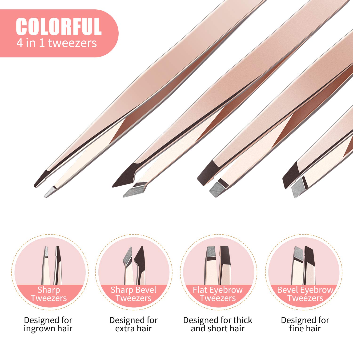 Eyebrow Razor Kit for Women, Grooming Tools with 4 PCS Premium Eyebrow Tweezers, Eyebrow Razor with Comb, Eyebrow Scissors, 10 PCS Eyebrow Stencil Kit (Rose Gold Eyebrow Kit-Dark Brown Eyebrow Pencil): Beauty