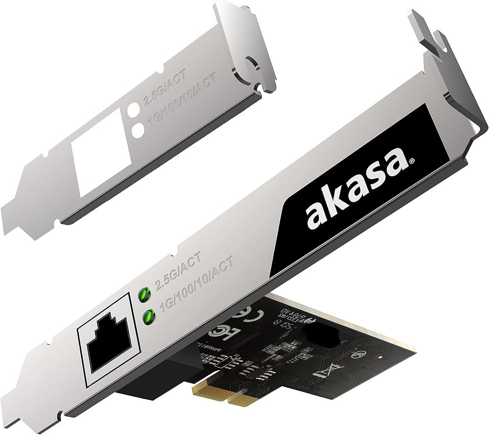 Akasa 2.5Gbps PCIe Network Card 10/100/1000/2500 Mbps RJ45 Ethernet Low Profile